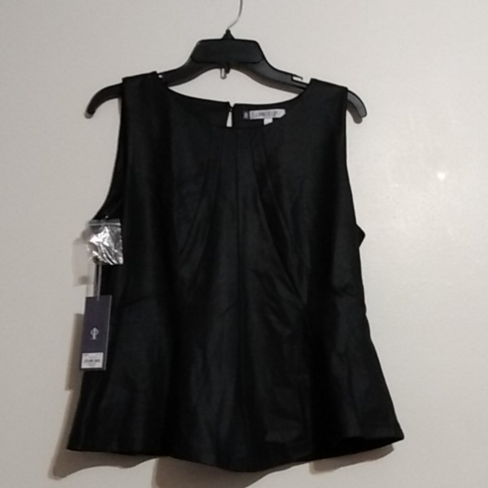 Faux black suede sleeveless dress blouse
